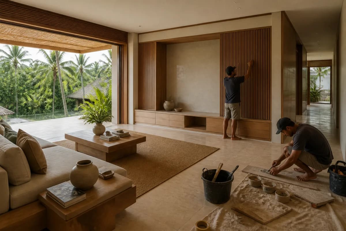 Renovated modern villa interior in Bali